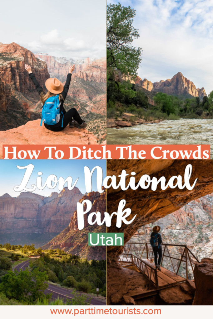 How To Ditch The Crowds At Zion National Park! These are great ideas that include the least crowded hikes, tips about east entrance to Zion National Parks, and where to stay to avoid the crowds at Zion National Park!