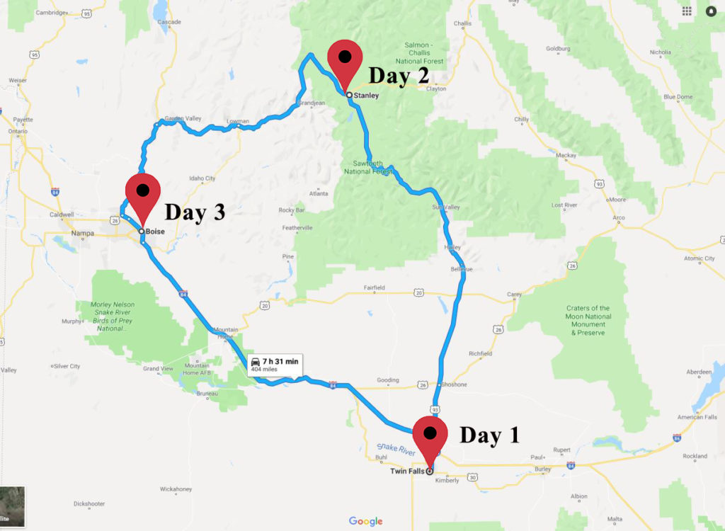 idaho hot springs road trip-map