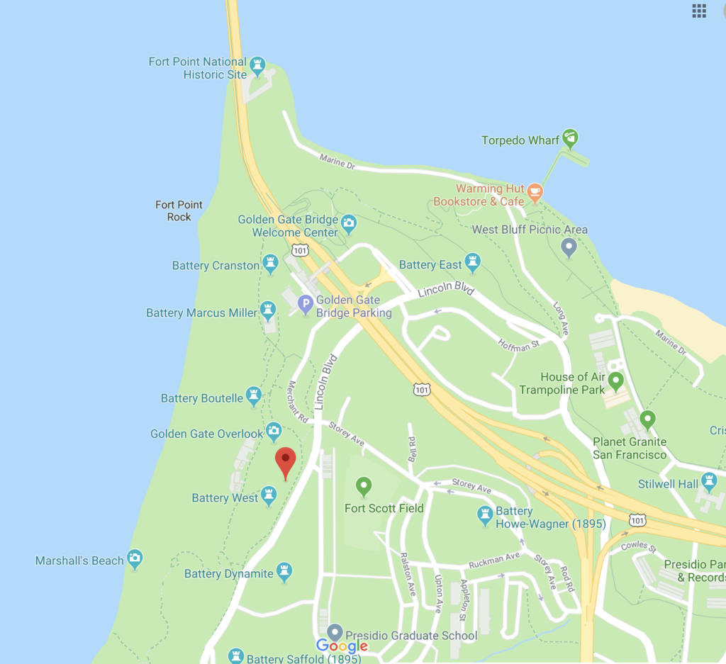 map of the best parking to see the golden gate bridge
