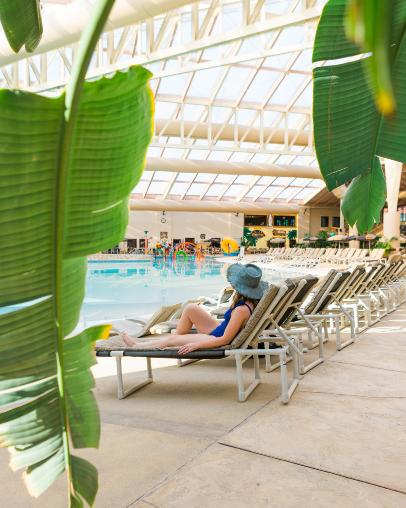 Adult Vacation To The Wisconsin Dells. Sun tanning in the wild waterdome at the Wilderness Resort
