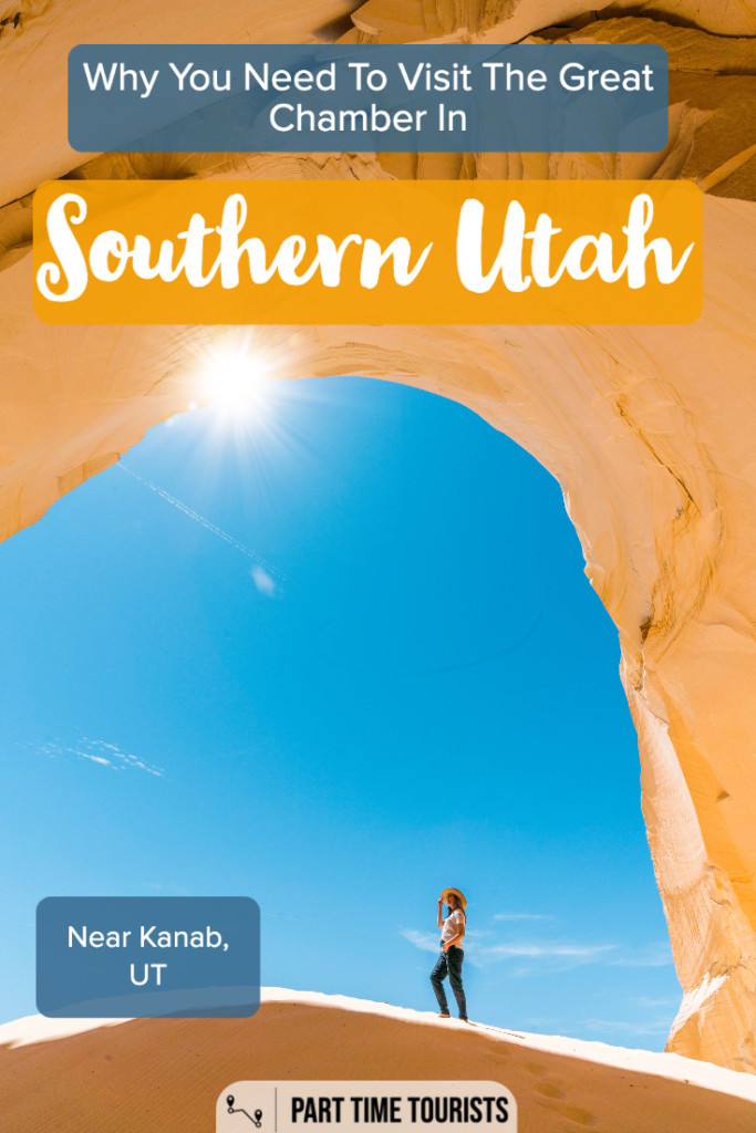 The Great Chamber near Kanab Utah in Southern Utah [in the grand staircase escalante region] is an impressive Utah cave that is filled with sand! This is a great addition to a southern utah road trip.