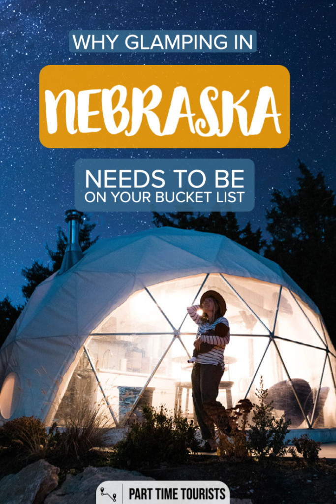 Glamping in Nebraska needs to be on your bucket list! This unique midwest getaway is located near Omaha and Lincoln Nebraska. It is a great alternative to camping while still being able to enjoy the outdoors! This could be a great couples trip or a family vacation! Make sure you add this to your Midwest trip ideas bucket list!